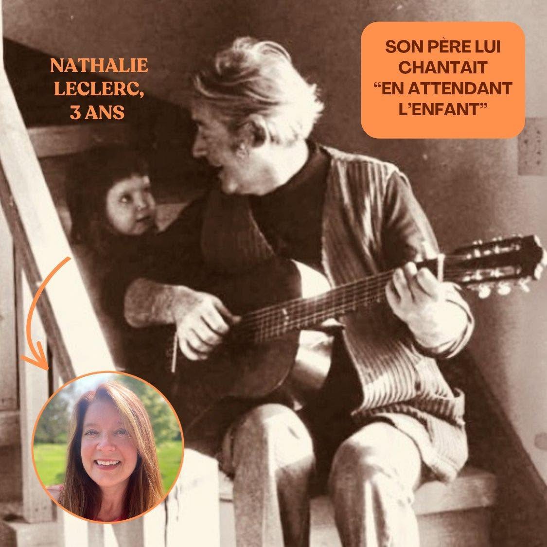 Nathalie 3 ans et son père, Félix qui lui chant en attendant l'enfant
